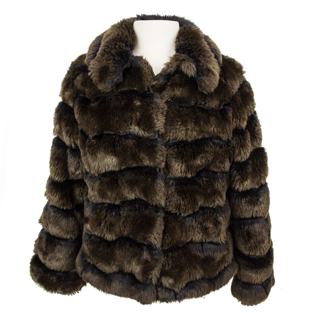 INC Coat Faux Fur Collar Snap Lined Small